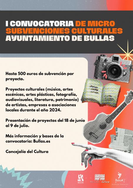 La Concejalía de Cultura lanza la primera convocatoria para la concesión de micro subvenciones culturales en Bullas